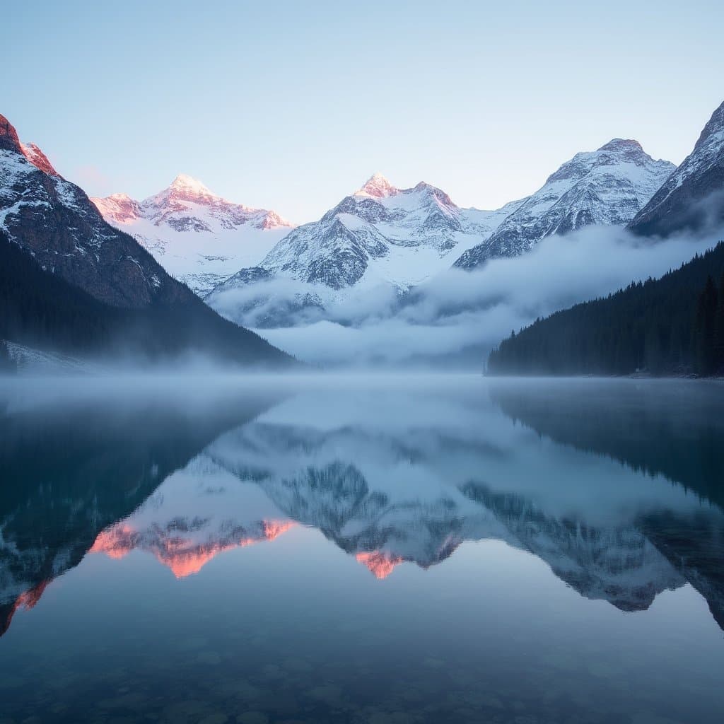 Serene Landscape Mirror with Symmetric Horizon - Example 1