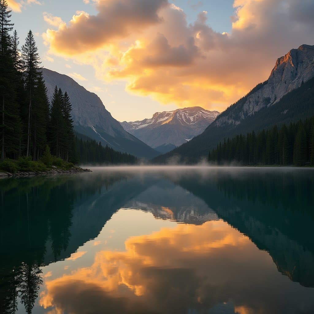 Serene Landscape Mirror with Symmetric Horizon - Example 2